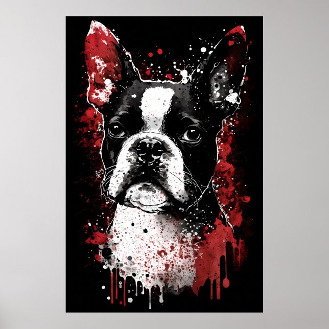 Affiche Portrait de Boston Terrier (Devant)