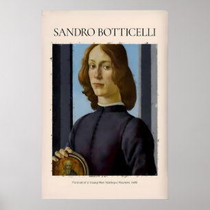 Affiche Portrait de Botticelli d'un jeune homme en médaill
