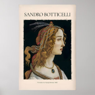 Affiche Portrait de Botticelli d'une jeune femme Simonetta