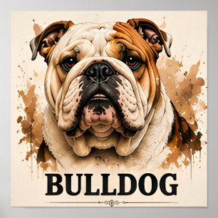 Affiche Portrait de bouledogue anglais classique