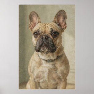 Affiche Portrait de Bouledogue Français aux tons neutres c