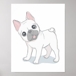 Affiche Portrait de Bulldog Français mignon AMOUREUX DES