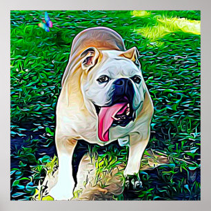 Affiche Portrait de bulldog stylisé moderne