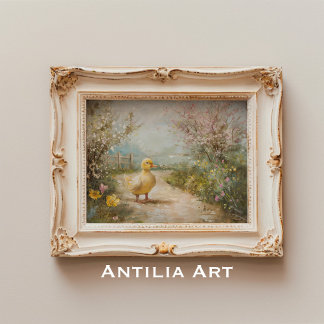 Affiche Portrait de canard vintage Printemps Vie agricole