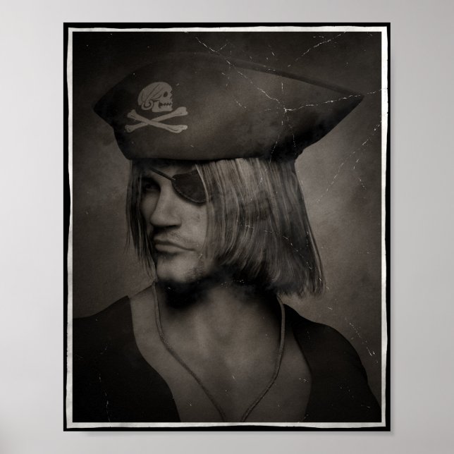 Affiche Portrait de capitaine pirate - Effet antique (Devant)