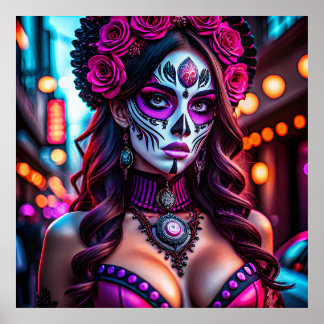 Affiche Portrait de Catrina de Día de los Muertos