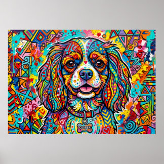 Affiche Portrait de Cavalier King Charles Spaniel dans un