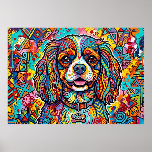 Affiche Portrait de Cavalier King Charles Spaniel dans un  (Devant)