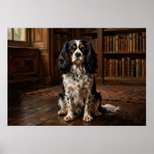 Affiche Portrait de Cavalier King Charles Spaniel en bibli
