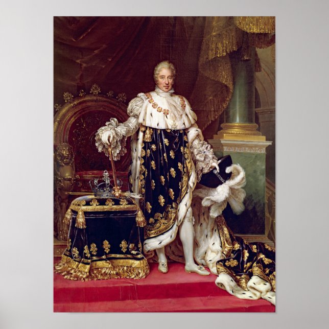 Affiche Portrait de Charles X dans Robes de couronnement,  (Devant)