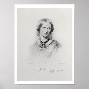Affiche Portrait de Charlotte Bronte, gravé par le
