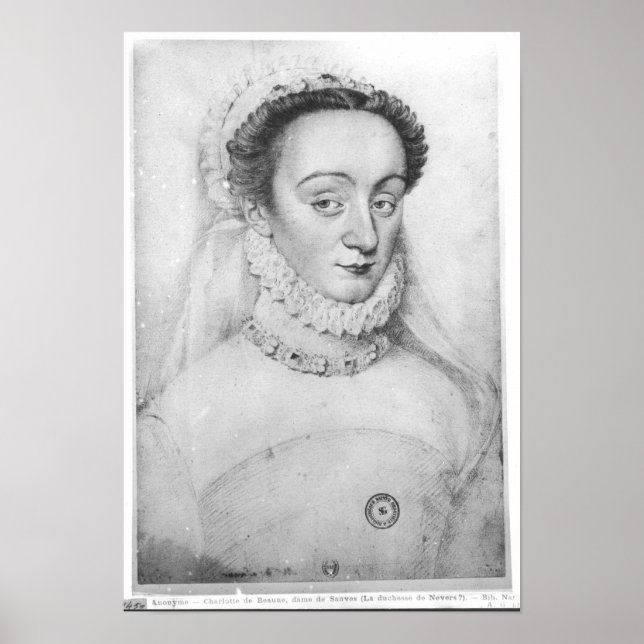 Affiche Portrait de Charlotte de Beaune Dame de (Devant)