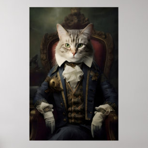 Affiche Portrait de chat aristocratique, mur de la Renaiss