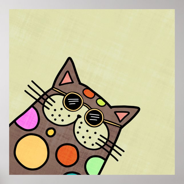 Affiche Portrait de chat cartonné drôle (Devant)