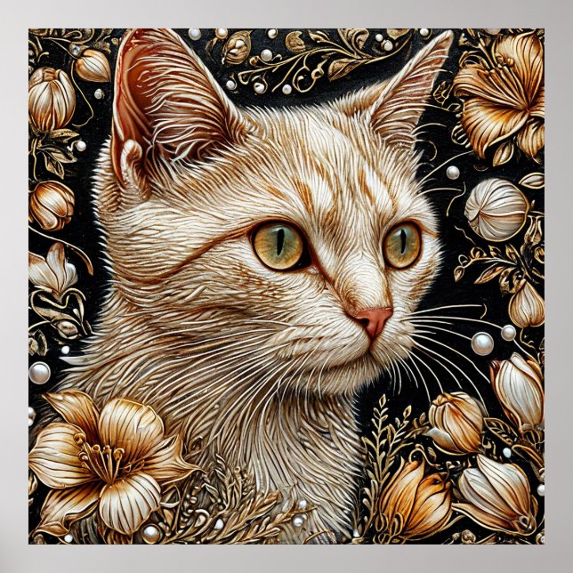 Affiche Portrait de chat élégant (Devant)