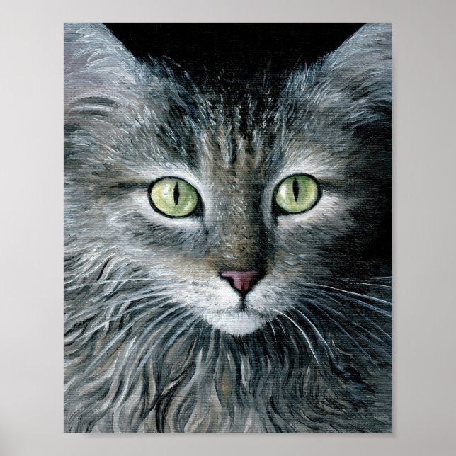 Affiche Portrait de chat gris 478 (Devant)