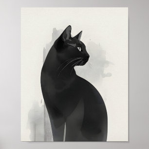 Affiche Portrait de chat noir sur toile, cadeau parfait