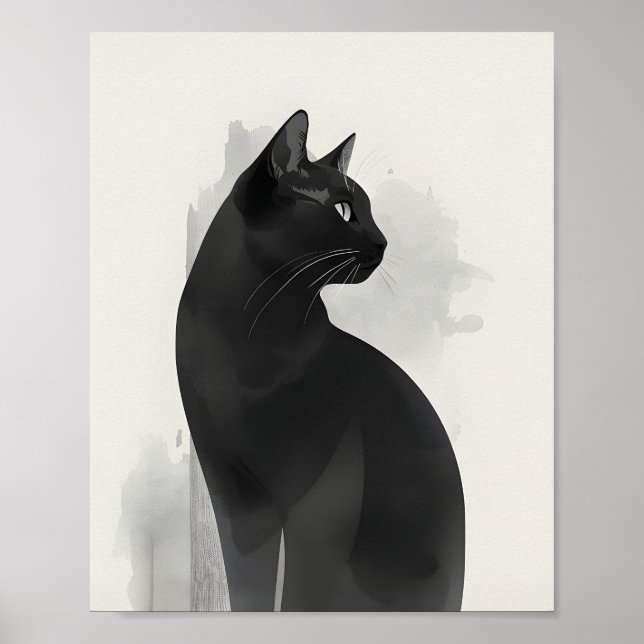 Affiche Portrait de chat noir sur toile, cadeau parfait  (Devant)