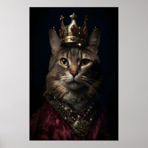 Affiche Portrait de chat royal, Art de compagnie aristocra