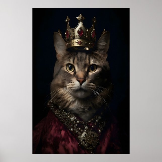 Affiche Portrait de chat royal, Art de compagnie aristocra (Devant)