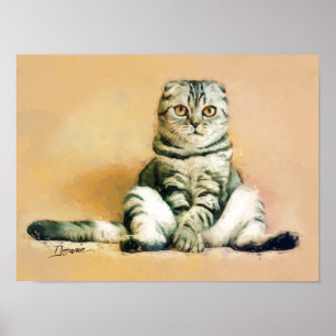 Affiche Portrait de chat Scottish Fold assis