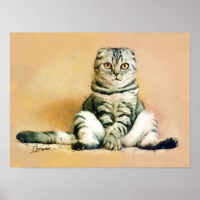 Affiche Portrait de chat Scottish Fold assis (Devant)