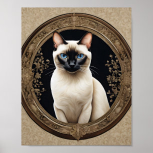 Affiche Portrait de chat siamois élégant