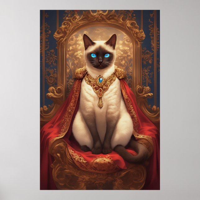 Affiche Portrait de chat siamois royal majestueux (Devant)