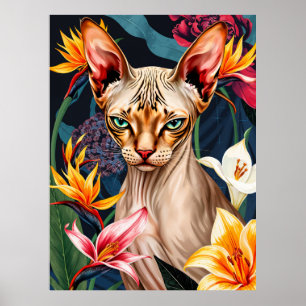 Affiche Portrait de chat Sphynx par l'IA – Art audacieux e