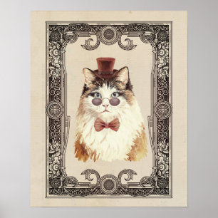 Affiche Portrait de chat Steampunk Fancy