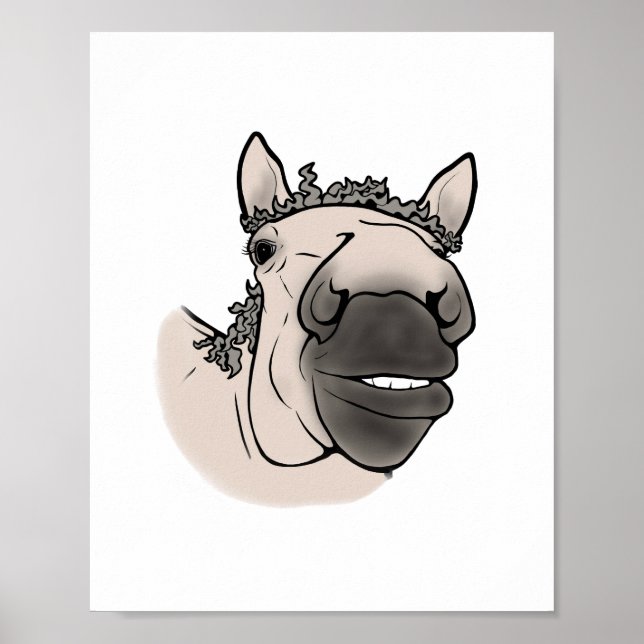 Affiche Portrait de cheval amusant | Équestre fantaisiste (Devant)