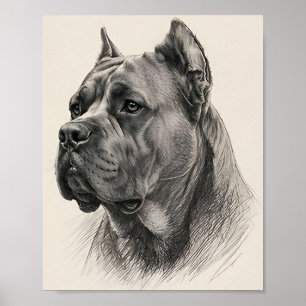 Affiche Portrait de chien au crayon Classique Cane Corso