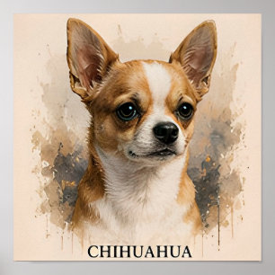 Affiche Portrait de Chien Compagnon Minuscule Chihuahua