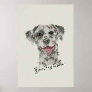 Affiche Portrait de chien dalmate art réaliste aquarelle