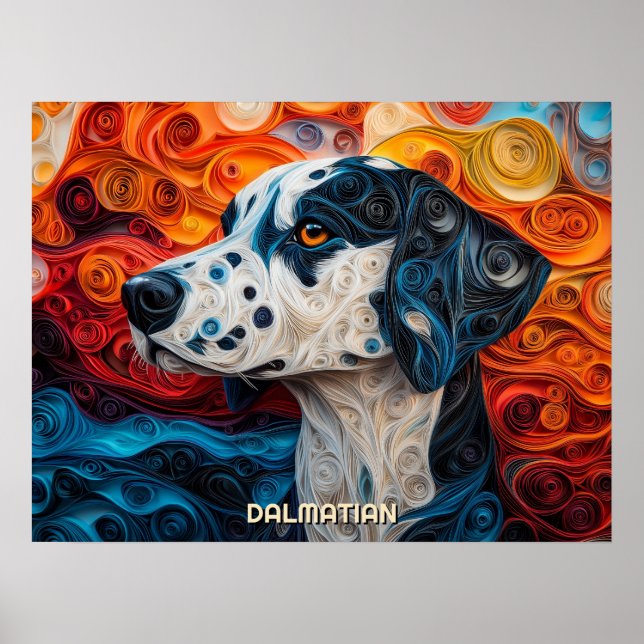 Affiche Portrait de chien d'art dalmate (Devant)