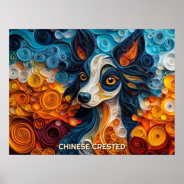 Affiche Portrait de Chien d'Art Décoré Chinois (Devant)