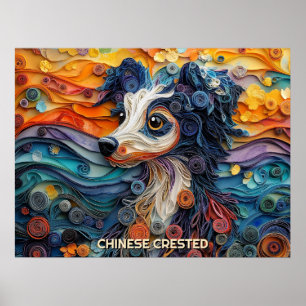 Affiche Portrait de Chien d'Art Décoré Chinois