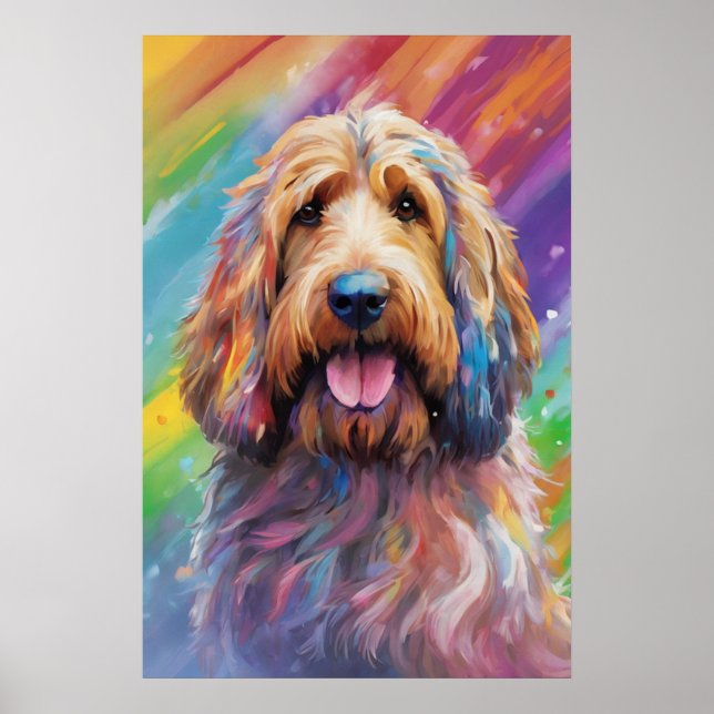 Affiche Portrait de chien d'art numérique, mignon chien Ot (Devant)