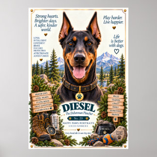 Affiche Portrait de chien Doberman Pinscher | Diesel n° 20