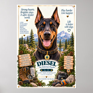 Affiche Portrait de chien Doberman Pinscher | Diesel n° 20