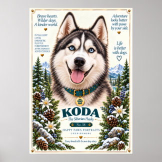 Affiche Portrait de chien Husky Sibérien | Koda n° 18