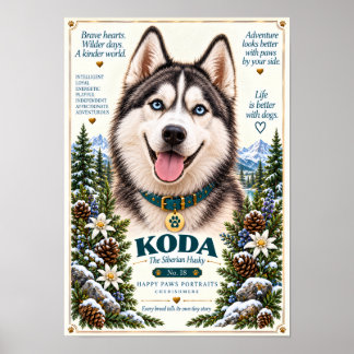 Affiche Portrait de chien Husky sibérien | Koda n° 18