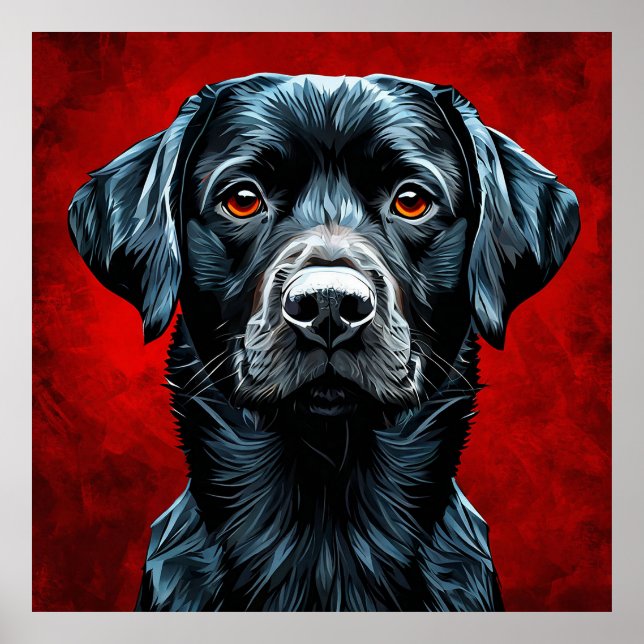Affiche 🐶 Portrait de chien Labrador noir pour les amoure (Devant)