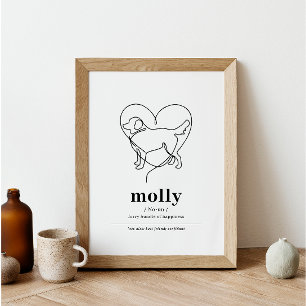 Affiche Portrait de chien personnalisé Golden Retriever Li