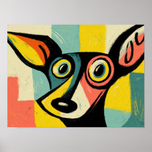 Affiche Portrait de chien Pop Art coloré