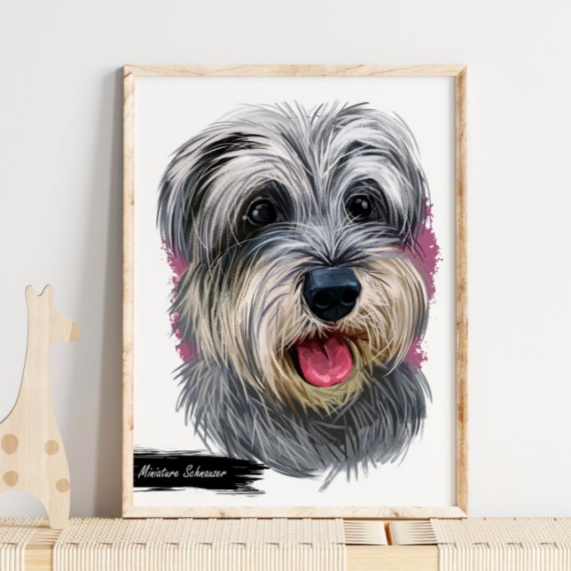 Affiche Portrait de chien Schnauzer miniature | Portrait p (Créateur téléchargé)