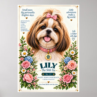 Affiche Portrait de chien Shih Tzu | Lily n° 17