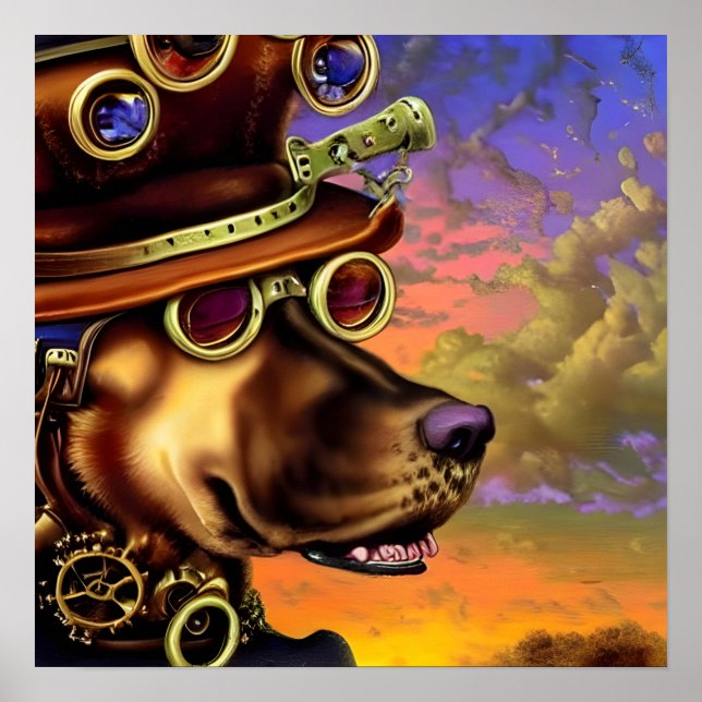 Affiche Portrait de chien Steampunk  (Devant)