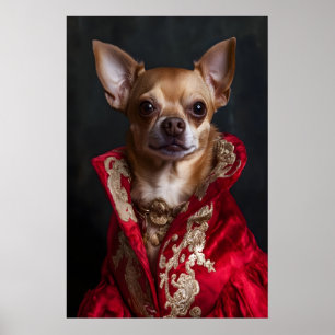 Affiche Portrait de Chihuahua royal, Art de chien de style
