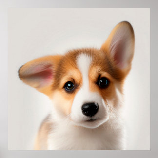 Affiche Portrait de chiot Corgi gallois de Pembroke mignon